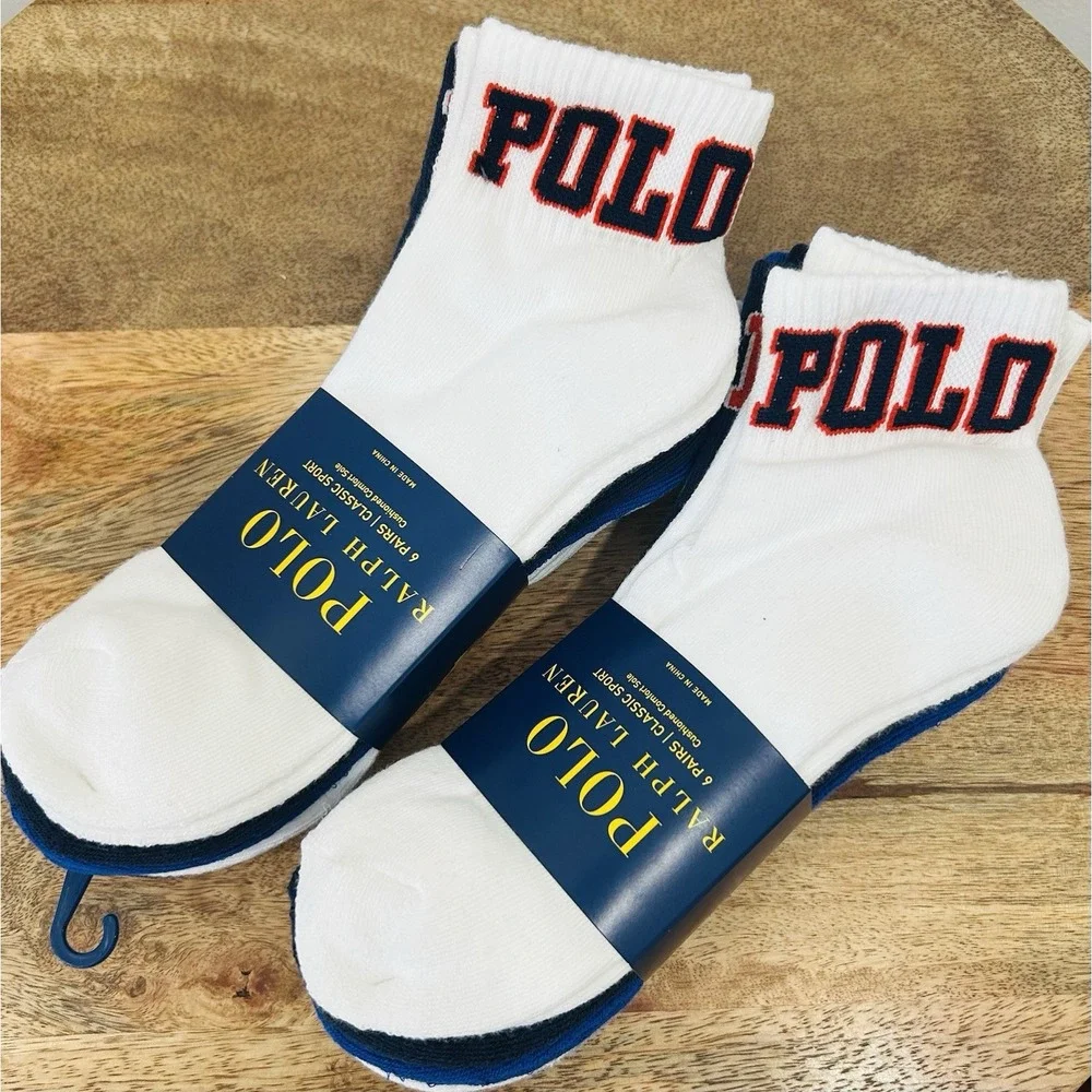 Polo Ralph Lauren (2) 6 Pack Socks Quarter Classic Sport Half Cushion Multicolor